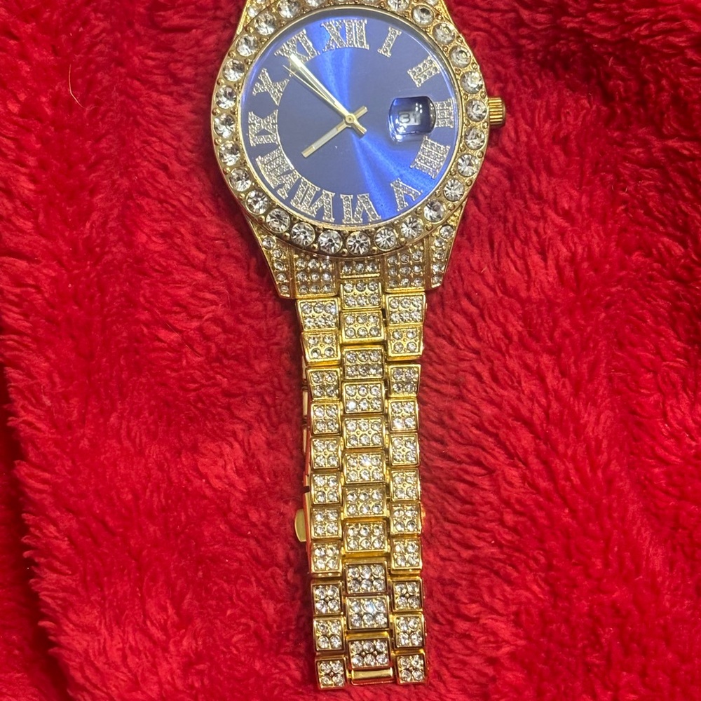 Gold and Blue Diamond Watch